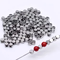 50pcs 2 3 4 5 6mm Stainless Steel Beads DIY Hypoallergenic Metal Faceted Square Loose Spacer Beads For Jewelry Making