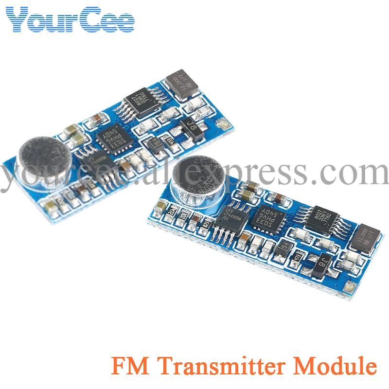 2pcs/1pc Mini Mono Single Channel Transmitter FM Wireless Transmitting Microphone Module Serial Port Control DC 3V-5V 76M-108MHz