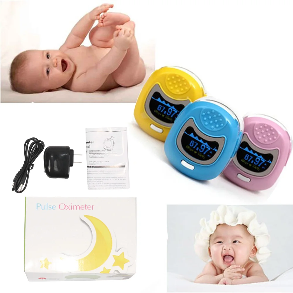 CMS50QB Children OLED Fingertip Pulse Oximeter Infant Baby Kids Pediatric Blood Oxygen SPO2 Heart Rate Monitor Oxymeter