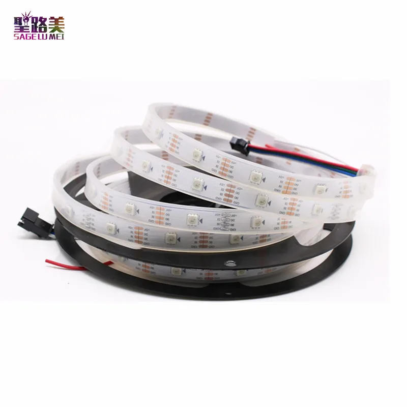 DC5V 1m/5m WS2813 (Dual-signal wires)30/60 leds/m 2813 individually led pixel strip WS2812B Updated Black/White PCB IP30/65/67