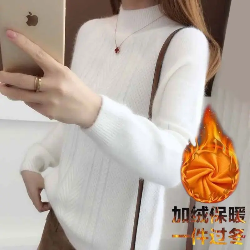 Autumn and winter new loose wind half-high turtleneck sweater women 100 short bottom sweate