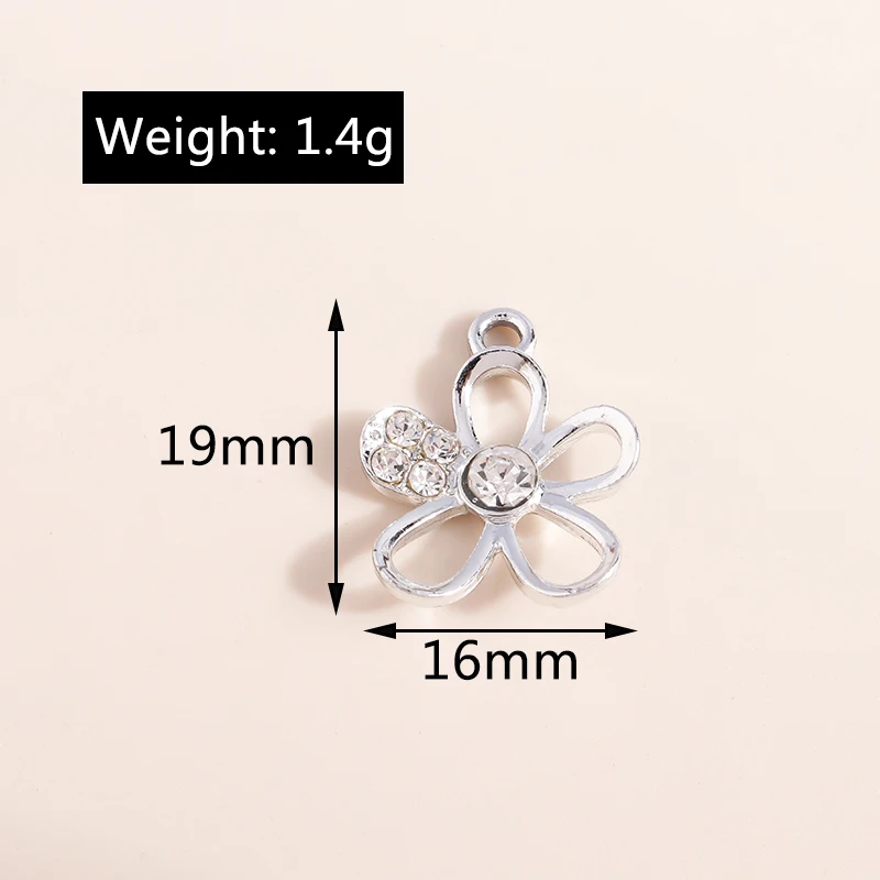 Breloques en alliage de cristal pour la présidence, colliers et boucles d'oreilles, accessoires exécutifs, fleurs creuses, bijoux à lettre, 10 pièces, 16*19mm