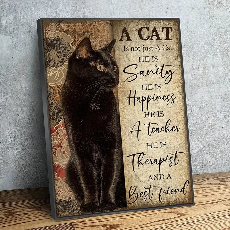 

A Cat Is Not Just A Cat Poster Vintage Black Cat Canvas Paintings, Murals, Posters and Prints, Living Room Home Decoration