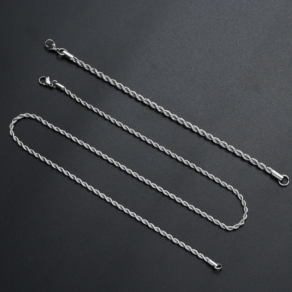 Cheap wholesale 316L stainless steel twist chain necklace & bracelet fashion jewelry set birthday party gifts for men and women