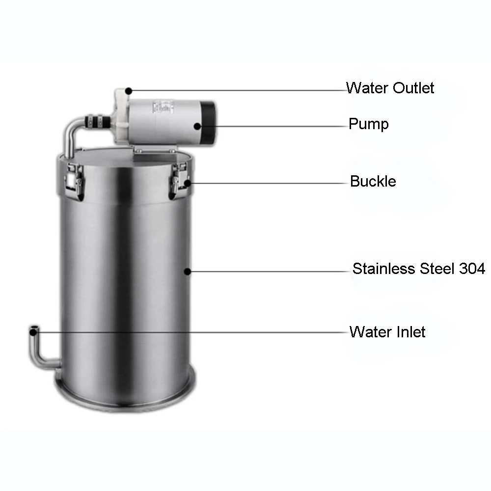 240V 10W Aquarium Fish Tank External Filter Canister Outer Filtration Bucket Stainless Steel SS304 with/without Pump