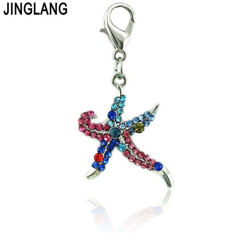 JINGLANG Fashion Animal Lobster Clasp Charms Dangle Enamel Crabs Charms For Jewelry Making DIY Accessories