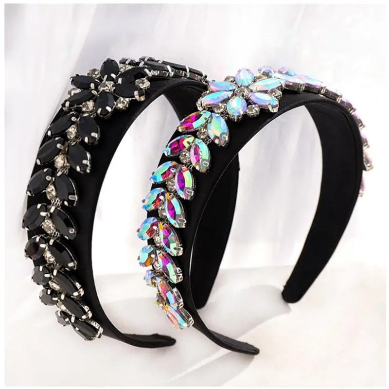 Baroque Style Crystals Headband Hair Jewelry for Women Handmade Diamonds Hairband Ladies Headpiece Adults Party Head Band