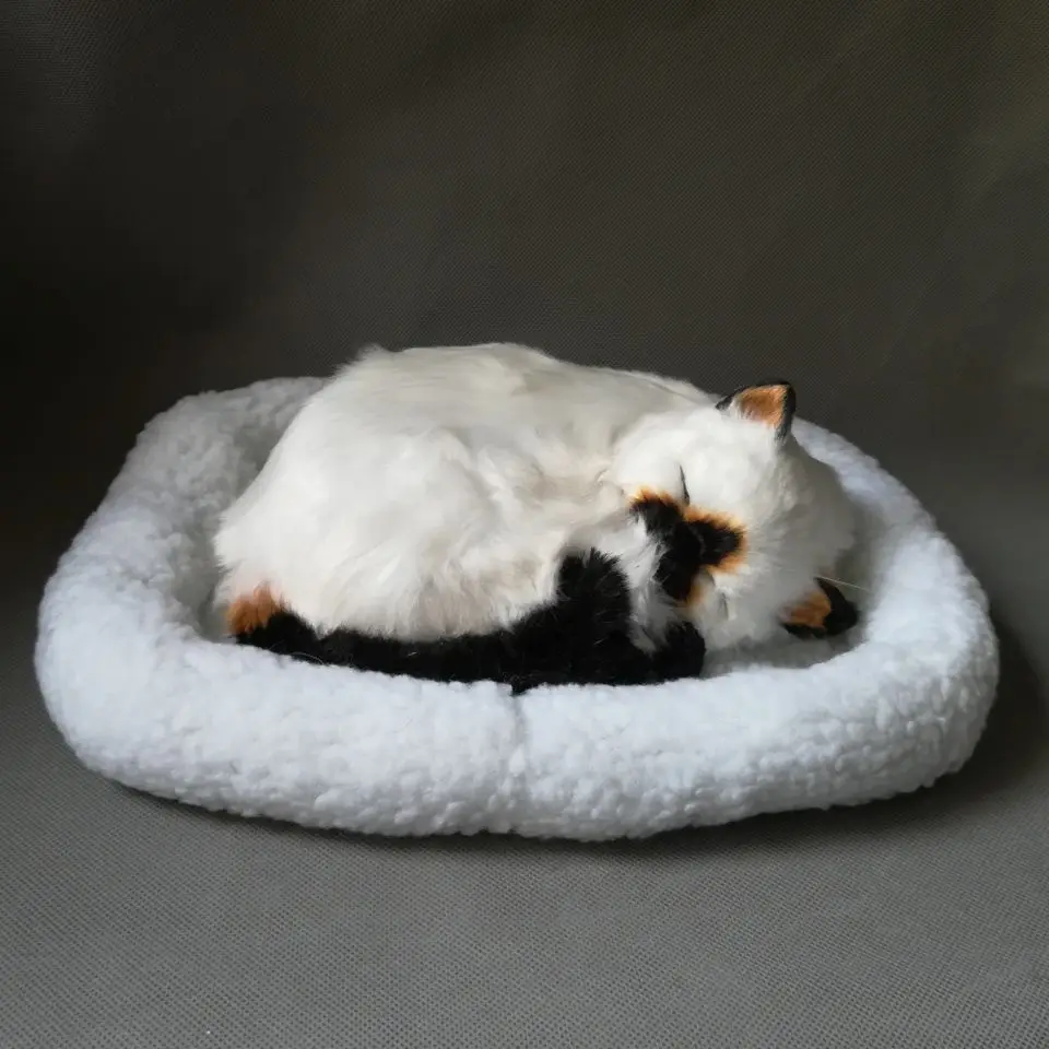 

lifelike toy sleeping cat,26x20cm breathing cat model,polyethylene&furs toy,prop.home decoration Xmas gift w4122