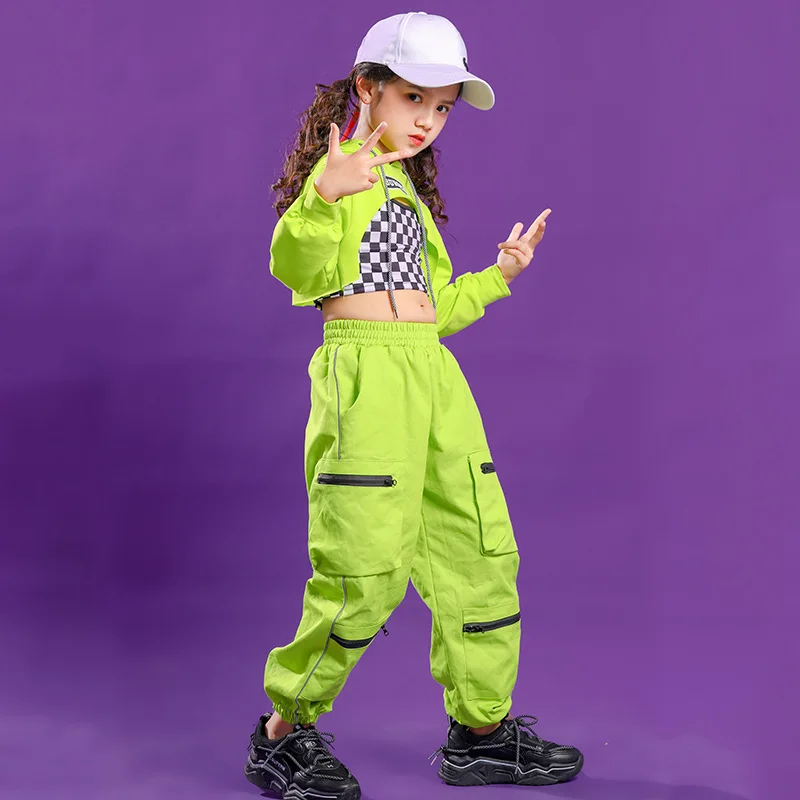 Kid Kpop Outfit Clothing for Girl Hoodies Sweatshirt Crop Top Long Sleeve Shirt Tank Tactical Cargo Pants Dance Hip Hop Costume