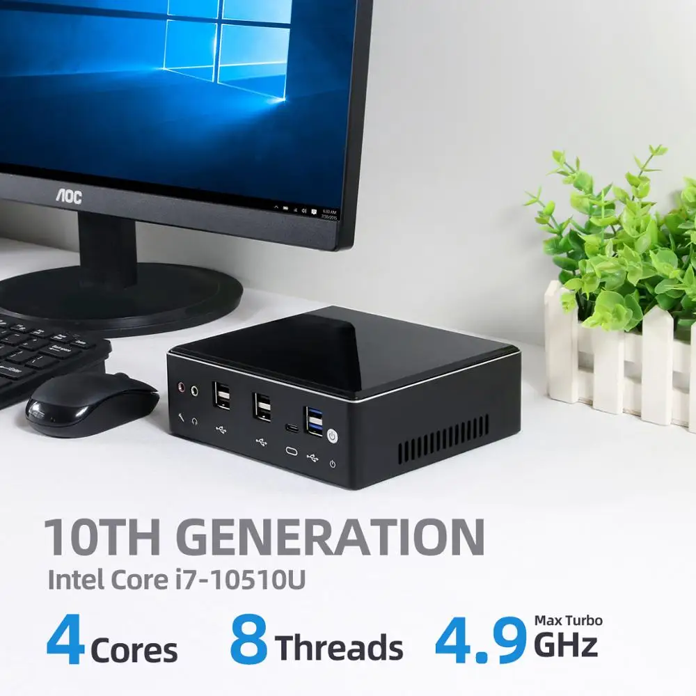 Imagem -03 - Xcy-mini pc Intel Core i7 Windows 10 10510u 8gb 16gb Ddr4 256gb1tb Ssd M.2 Nvme Hdmi dp 4k 60hz 2x Gigabit Ethernet 2.4g Wifi