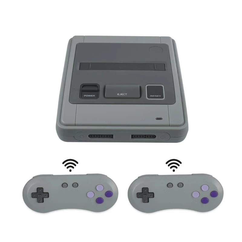 Videoconsola para Cartuchos de Juegos SNES y NES, Consola de Videojuegos Retro con Resolución HD, 2 Mandos Inalámbricos, 1 Mando con Cable y Tarjeta con 518 Juegos Gratis para TV