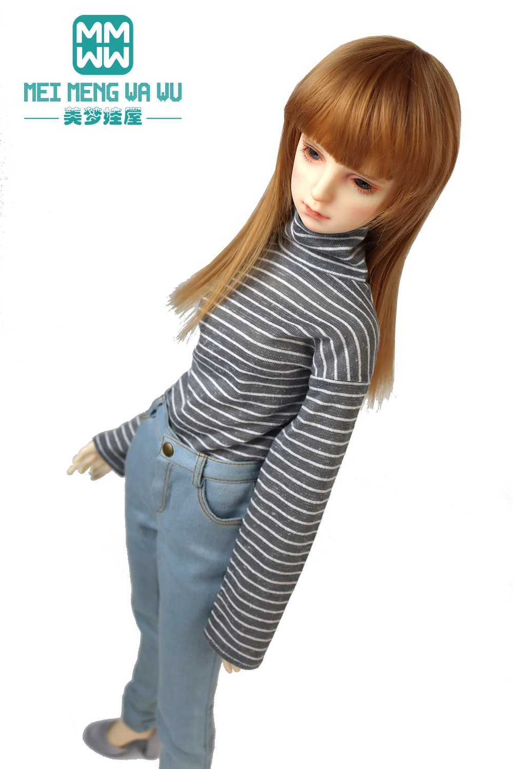 BJD Doll clothes Fashion High neck striped bottoming shirt for 58-60CM 1/3 Girls SD Dolls toys Ball Jointed Doll accessories