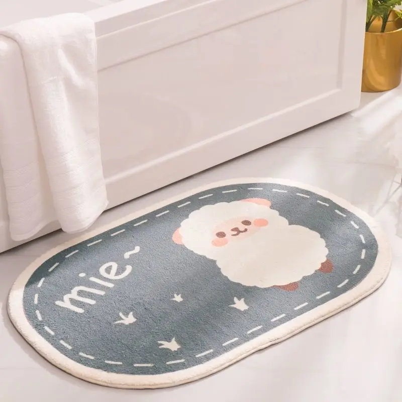 Semi-circular Daisy Bath Mat Thickened Microfiber Bath Rug Doormat Decoration Antiskid Water Absorption Bathtub Side Foot Pad