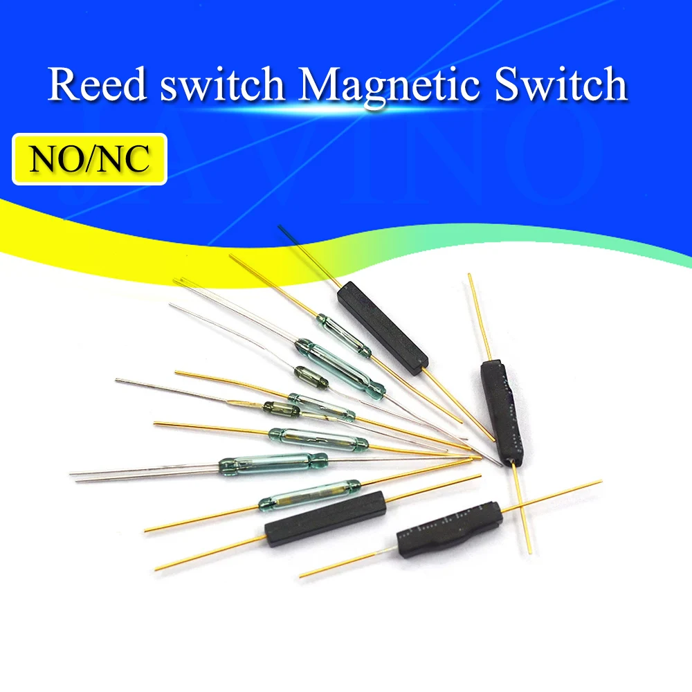 5PCS N/O Reed switch Magnetic Switch 2 * 14mm Normally Open Magnetic Induction switch N/C Normally closed MKA14103 GPS-14B