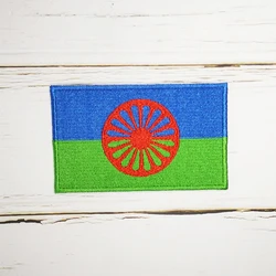 Gypsy Flag Full 100% Patch  For Vest Hat Jeans Iron On  Embroidery Badge Tag Embroidered 8*5 cm Romani Peoples DIY Nationl Flag