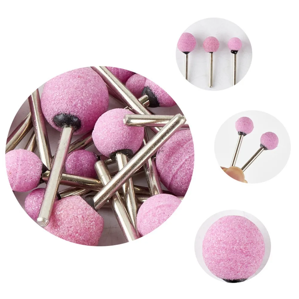 10pcs 3mm Shank 6-16mm Ball Shape Ceramic Mounted Point Grinding Head Abrasive Grinding Head For Rotary Tools