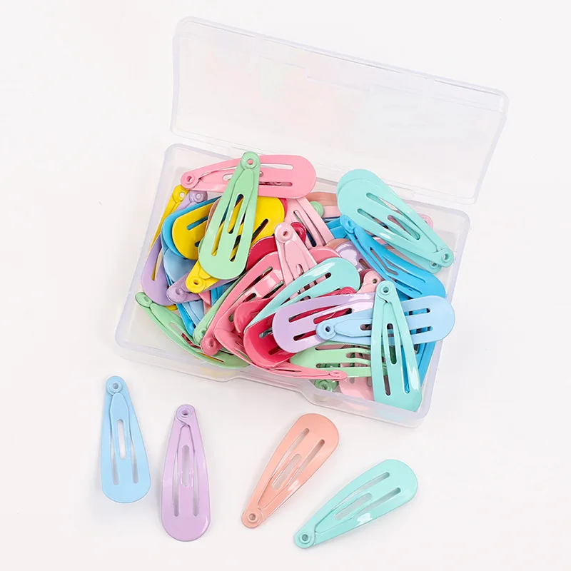 50 Pcs Mix-Color 3cm Baby Girls Snap Hair Clips No Slip Metal Hair Barrettes Hair Pins Kids Hair Accessorie