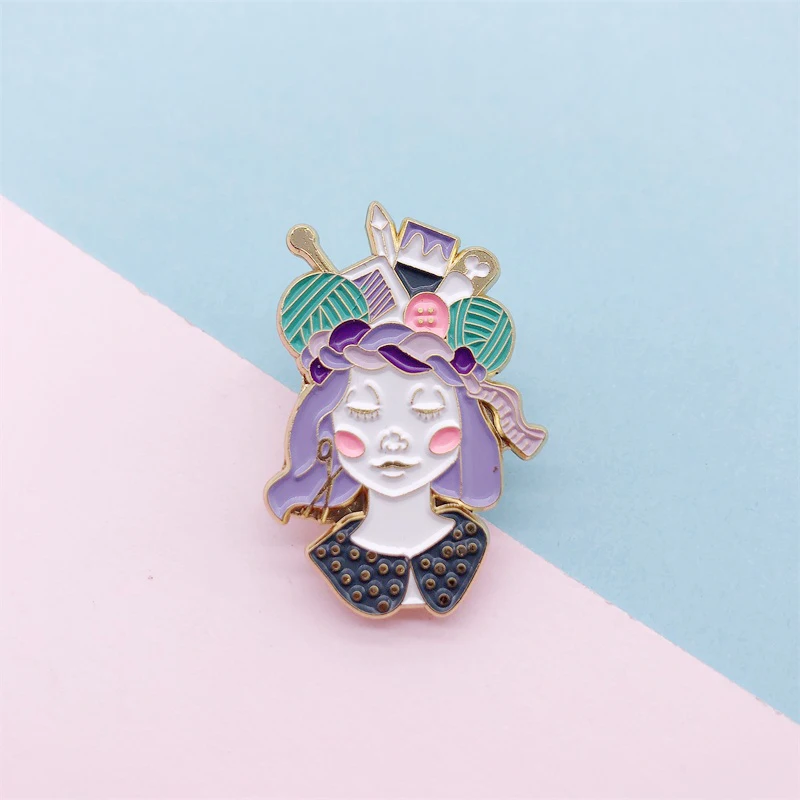 Cartoon Character Cute Girl Enamel Brooch Alloy Badge Denim Clothes Baby Pin Sweet Punk Accessories Woman Jewelry Gifts