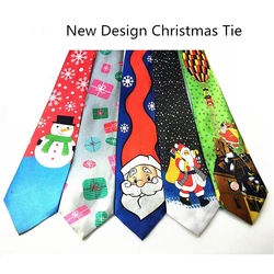 RBOCOTT Blue Printed Christmas Tie 9.5cm Green Tree Novelty Necktie Red Santa Claus Snowflake Neck Tie For Festival Gift