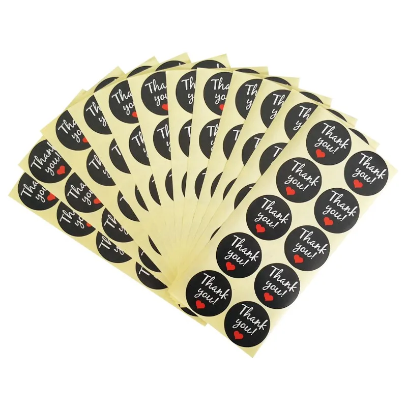 120pcs/pack Black Bottom Love Scrapbooking For Package Stationery Self-Adhesive Gift DIY Multifunction Paper Sealing Labels