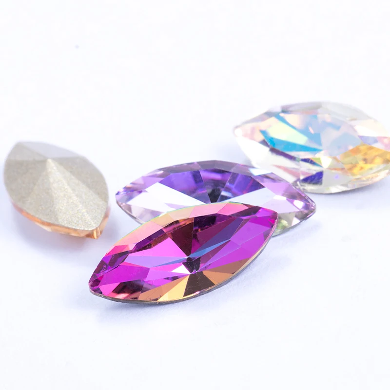 Crystal stones Horse Eye Navette shaped K9 Glass Glue On Rhinestones appliques For DIY Clothing sew Crafts Jewelry Accessories