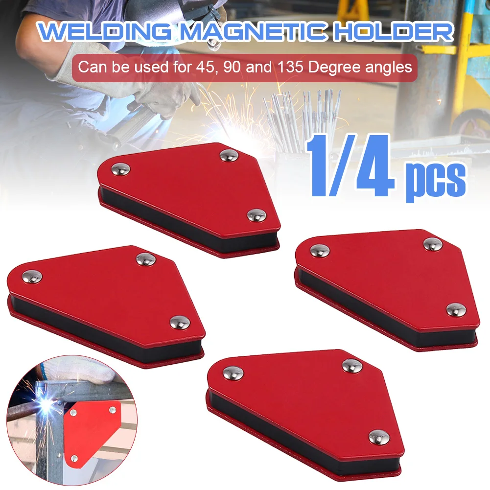 1/4Pcs 4 Welding Magnet Square Holder Arrow Clamp 45° 90° 135°9lbs Capacity Magnetic Clamp For Electric Welding Iron Tool