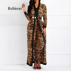 Women Suit Sets Sexy Leopard Print Ladies Spring Autumn Long Sleeve Coat & Pantsuits Casual Fashion Trouser Outfits