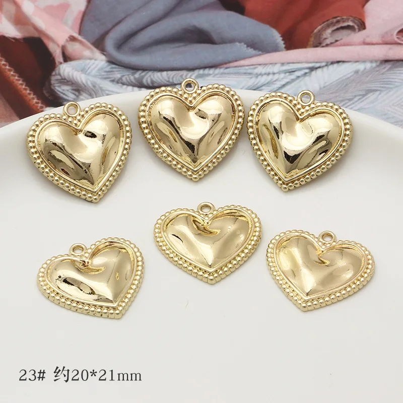 10pcs Matt Gold Color Pendant Charms Hollow Love Heart Waterdrop Round Pendants for Earrings Connectors for DIY Jewelry Making