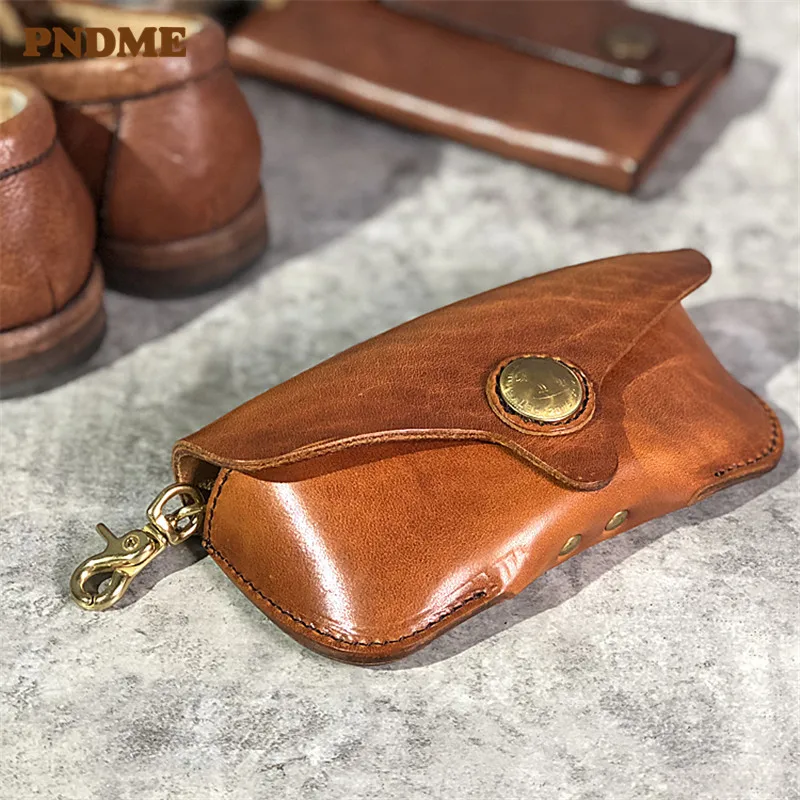 Handmade first layer cowhide vintage glasses case fashion designer luxury genuine leather men women sunglasses protective case