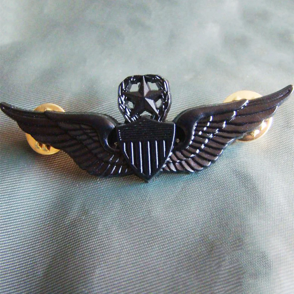 

US ARMY WINGS MILITARY COMMAND PILOT AVIATOR METAL WINGS BADGE PIN BROOCH BLACK