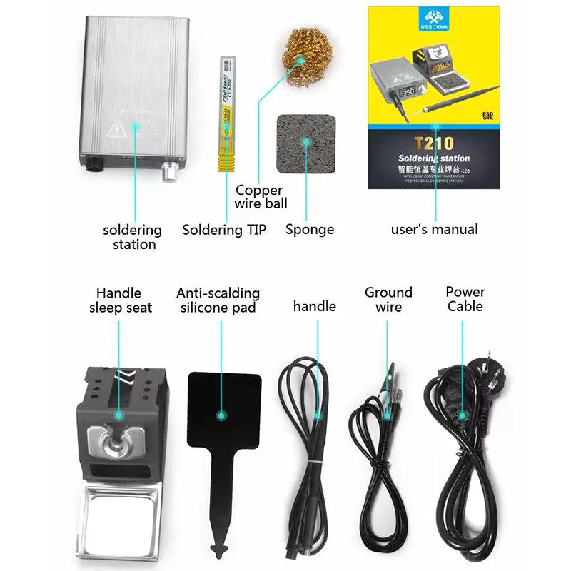 OSS T210 75W Soldering Station LED Display Auto Sleep 2S Rapid Heating Melting Tin Phone Repair Welding Tool