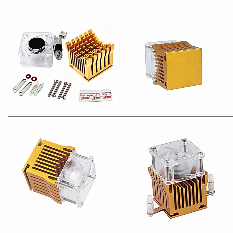 Golden DIY Aluminium Northbridge Heatsink Cooler Motherboard Radiator with 40mm Fan 12V 40x40x10mm 40x40x20mm Cooling Fan