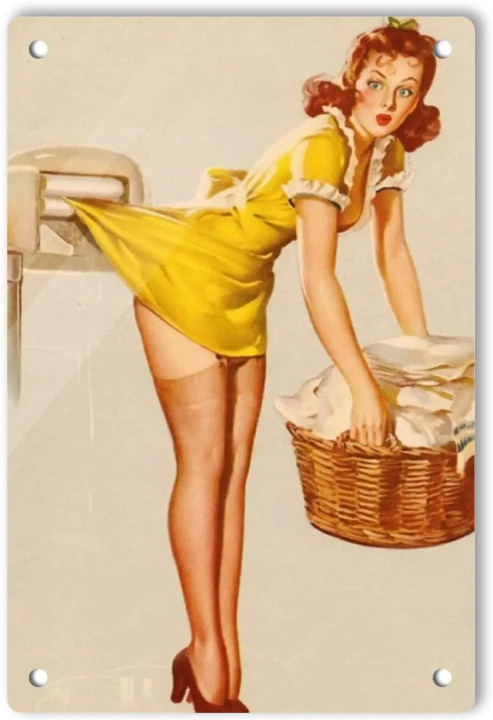 

LAOJI DIBIOUR Beauty Lady Vintage Tin Metal Sign Pub Club Cafe Bar Home Wall Art Decoration Poster Retro 20 X 30 cm