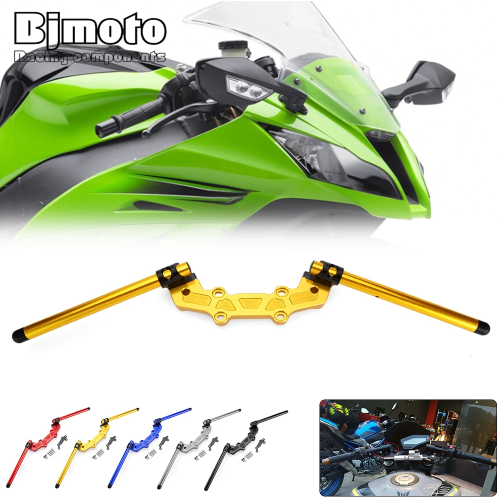 Bjmoto Motorcycle Clip on Adjustable Handlebars Handle Bar With Adapter For Yamaha MT09 2013-2019  FZ09 2013-2022 Except Tracer