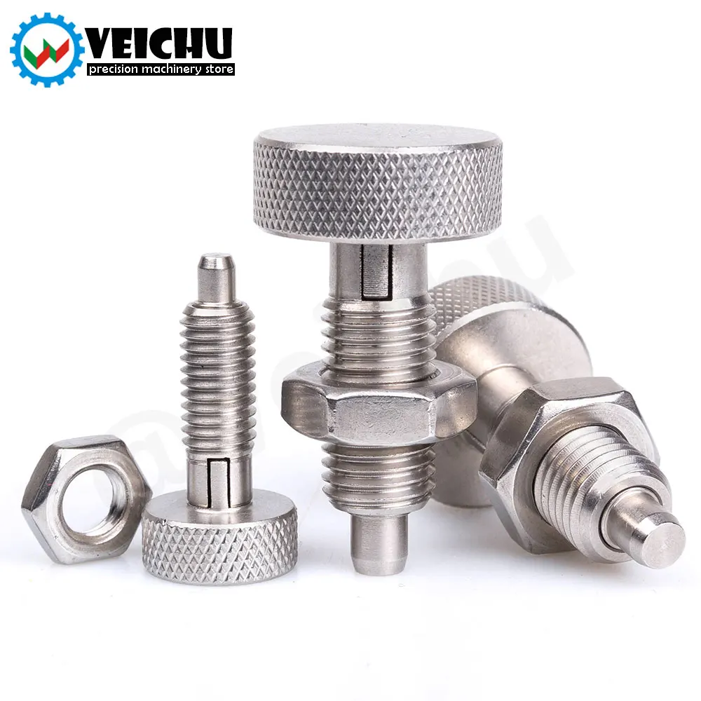 Émbolos de perilla moleteada de acero inoxidable, pistón de resorte, pernos de tornillo de Autobloqueo con tuercas, en Stock, VCN230-CN