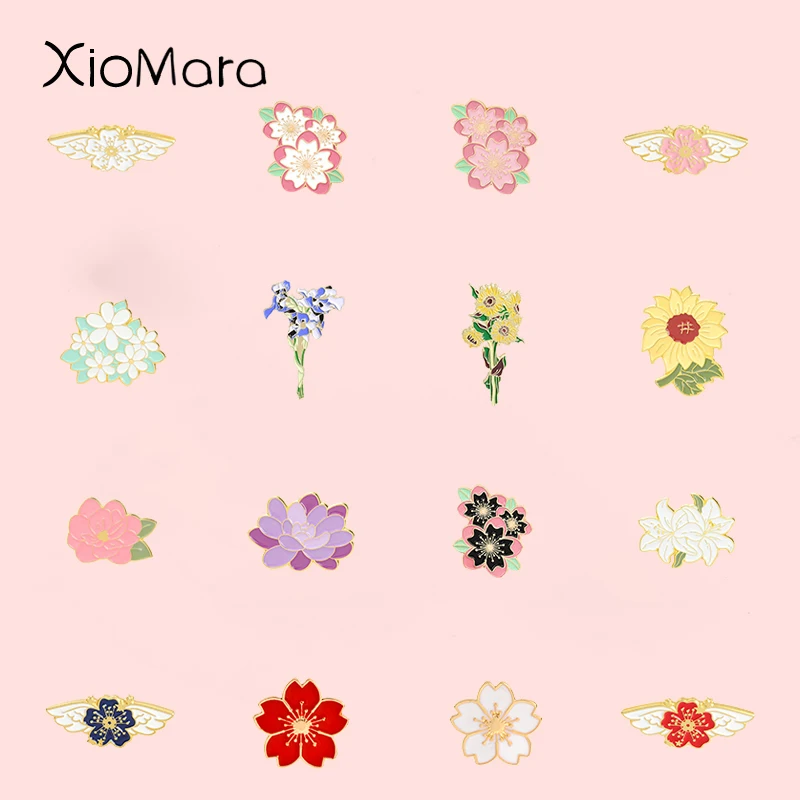 

Эмалированные булавки в виде цветов, значок на лацкан с крыльями и цветами вишни, ювелирные изделия, Подарок на годовщину для любимых женщин...