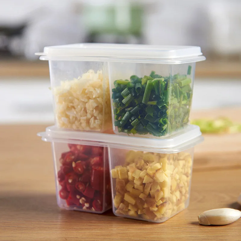 Kitchen Organizer Scallion Garlic Storage Box Refrigerator Organizer Fresh Food Box Crisper Freezer Sealed Container Plastic Box