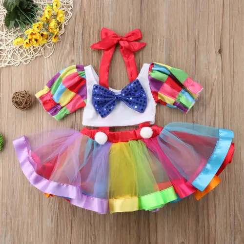 0-6Y Baby Girl Summer Sweet Clothing Set Toddler Kids Circus Party Birthday Dress And Crop Tops Outfits Girl Halloween Clothes