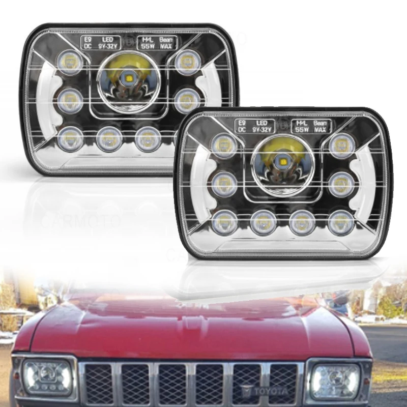 Square 5x7 6x7Inch LED Truck Headlights DRL Daytime Running Light Headlamps for Jeep Cheroke GMC for Ford Work Lighting lamp