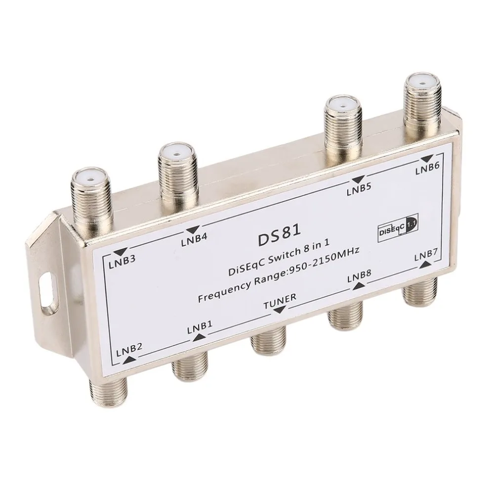 DS81 8 in 1 Satellite Signal DiSEqC Switch LNB Receiver Multiswitch Heavy Duty Zinc Die-cast Chrome Treated