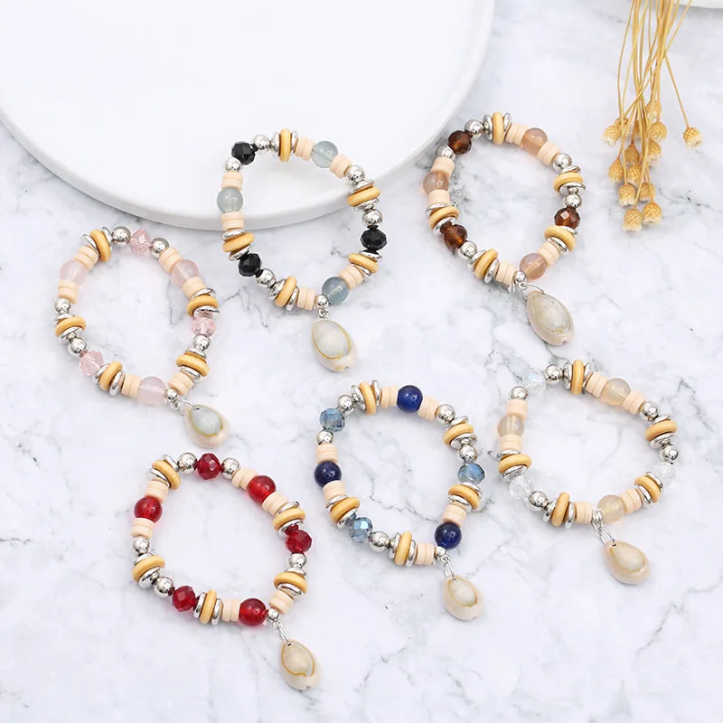 Ladies Fashion Bohemian Style Stretch Beaded Bracelet Natural Shell Crystal Temperament Jewelry Bracelets for Women