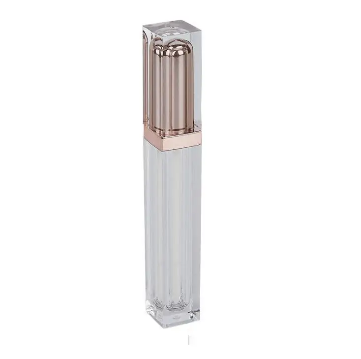 Top Grade Rose Gold Empty Lip Gloss Tube, Plastic Liquid Lipstick Container, Square Shape Lip Gloss Refillable Bottles Wholesale