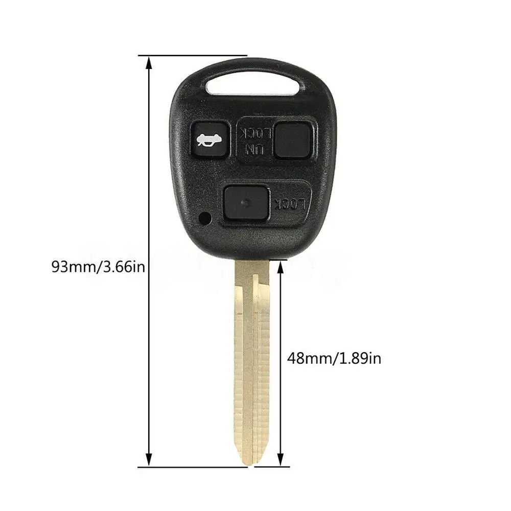 EIDRAN 3 BTN Remote Key Case Fob Toy47 For Toyota Camry Colorado Yaris Hiace