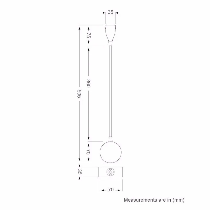 Tokili Wall Mount Adjustable Reading Light for Bed On/Off Switch LED 3W Beam 30 Degrees AC100-240V DC12V/24V House RV Boat Use