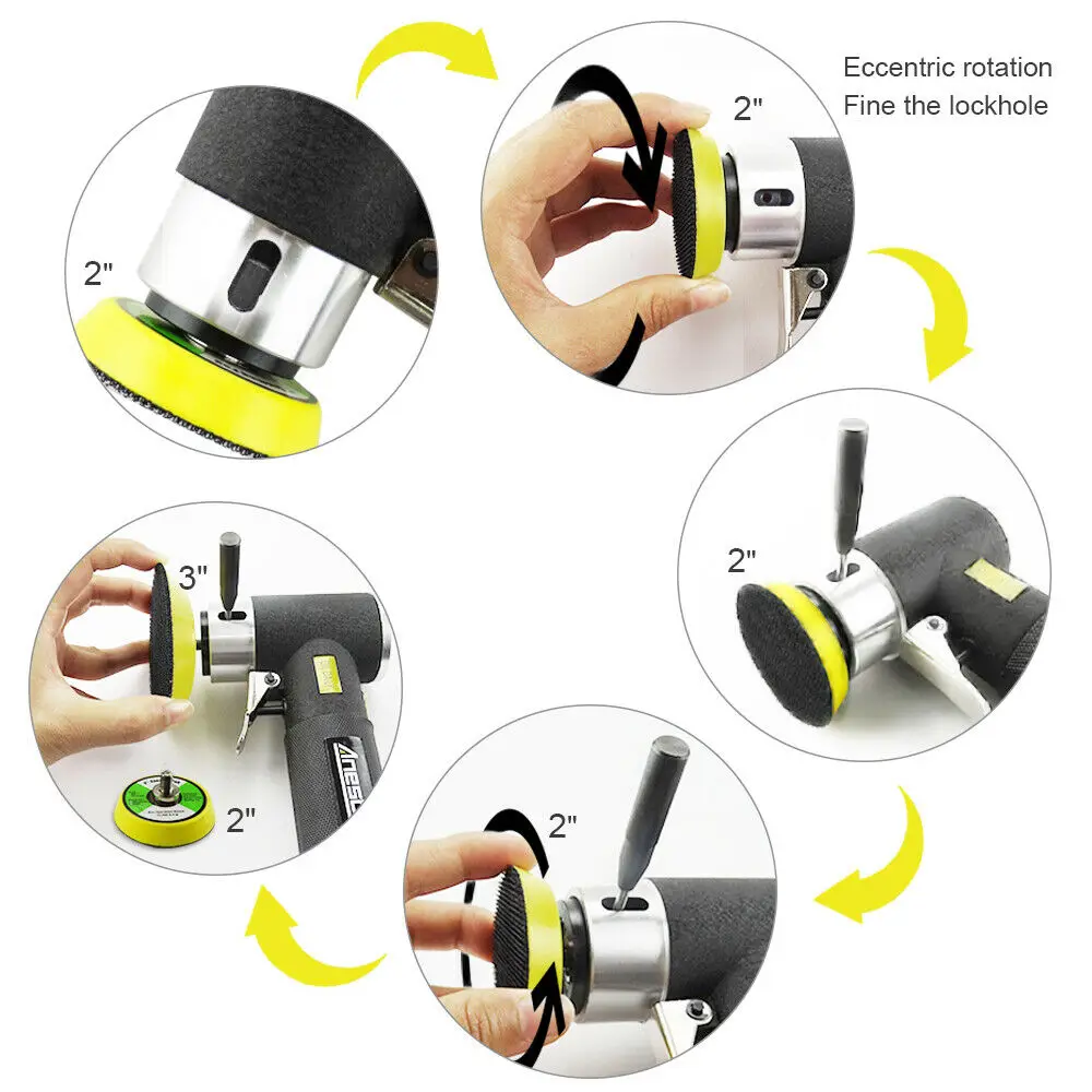 1'' 2'' 3'' Mini Air Sander Dual Action Random Air Orbital Sander Polisher Grinder Pneumatic Sander Sanding Tools Air Angle Poli