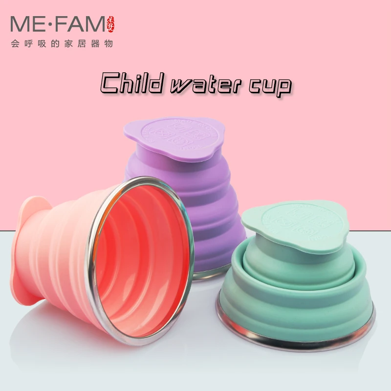 New Mini 150ml Silicone Collapsible Cups With Cover Lid Outdoor Travel Child Drink Water Copa Brushing Teeth Gargle Folding Cups