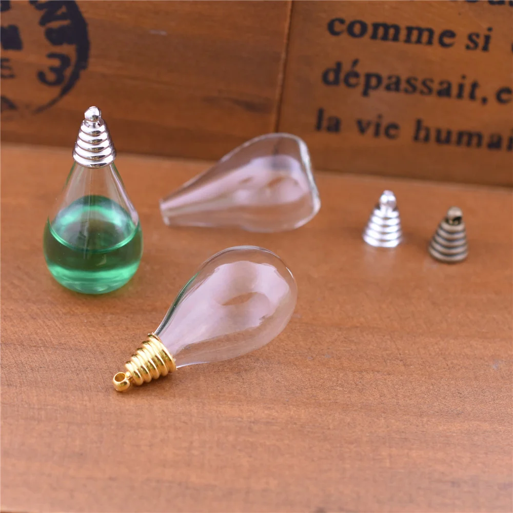 5pcs 37*18mm Glass Drop Vase With Cap Glass Bottle Pendant DIY Jewelry Making Materials Jewelry Accessories Findings