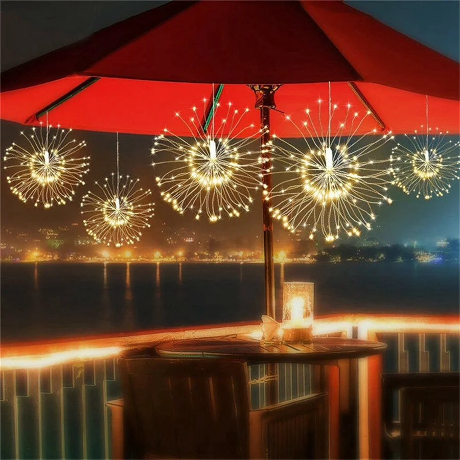 Christmas Garland Fireworks Fairy Lights 10 IN 1 1200LEDs Festoon Curtain String Light for Xmas New Year Party Garden Decoration