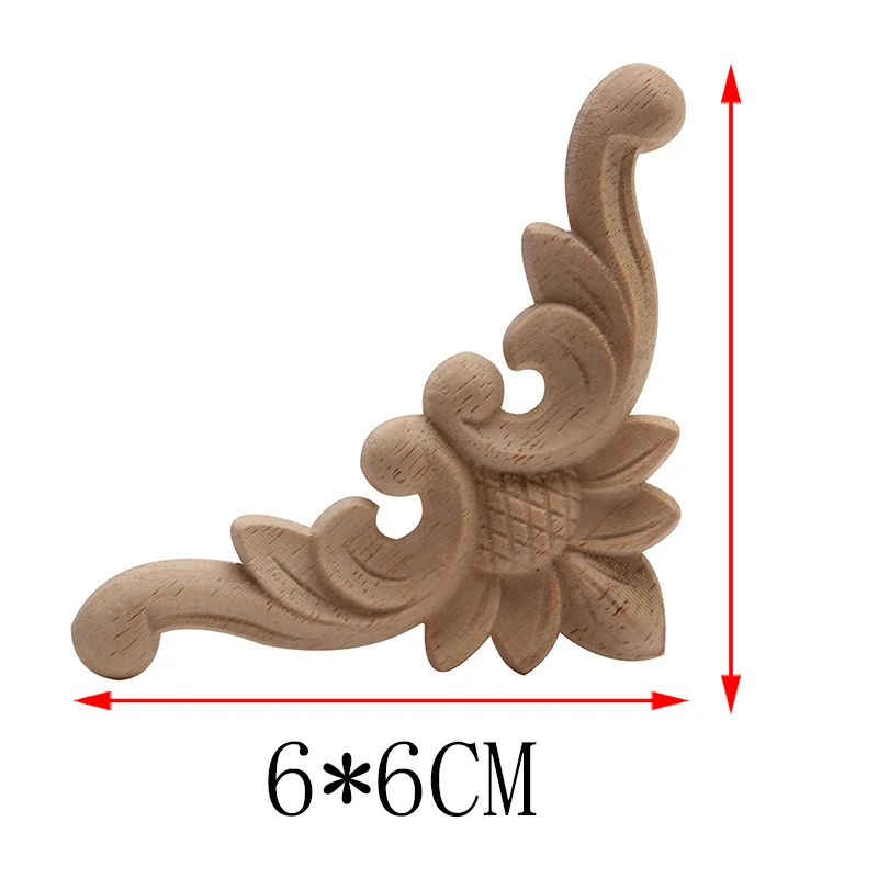 Ornamental Retro Decor Antique Long Large Rose Wooden Cabinet Doors Corner Wood Applique Wood Decal Wood Craft Wood Mouldings