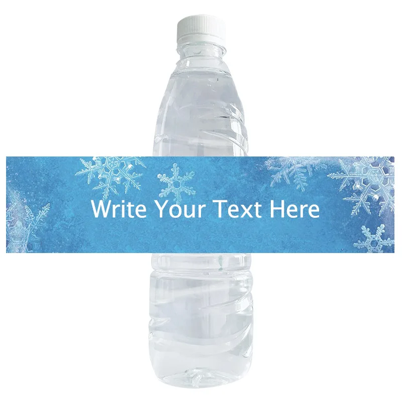 Water Bottle Stickers, Bottle Labels, Freeze Ice, Snow, Snowflake, Customize Text Name, DIY Party Decorations